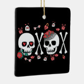 Schattigee Skully Valloween Valentijn XOXO Keramisch Ornament (Rechts)
