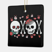 Schattigee Skully Valloween Valentijn XOXO Keramisch Ornament (Links)
