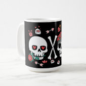 Schattigee Skully Valloween Valentijn XOXO Koffiemok (Voorkant links)