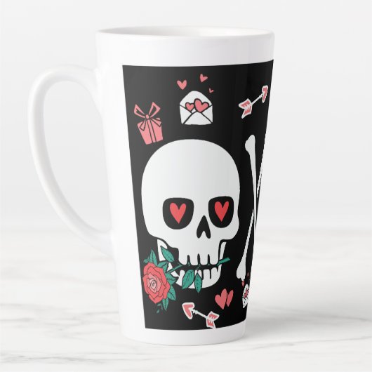 Schattigee Skully Valloween Valentijn XOXO Latte Mok (Links)