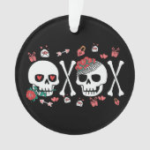 Schattigee Skully Valloween Valentijn XOXO Ornament (voorkant)
