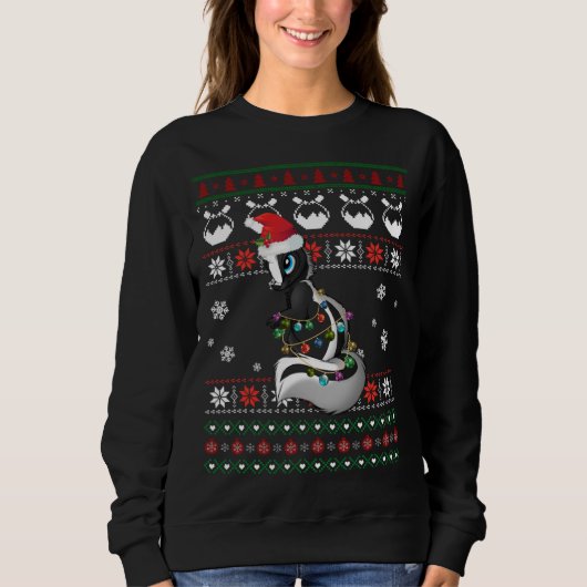 Schattigee Skunk Lelijke Sweater Kerst Licht Pyjam (Voorkant)