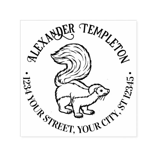 Schattigee Skunk Outline Naam Retouradres Zelfinktende Stempel (Design)