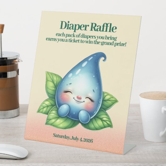 Schattigee Slaap Baby Dewdrop Luier Raffle Teken Reclamebord Met Voetstuk (Insitu)