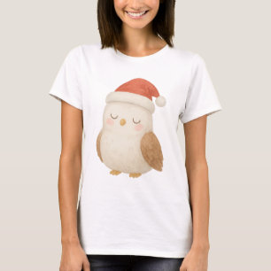 Schattigee Slaapuil in Santa Hat Gezellige Kerst T-shirt
