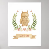 Schattigee Slaapuil Kindercrèche Wall Art Decor Poster (Voorkant)