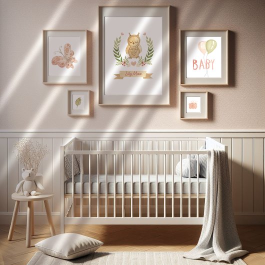 Schattigee Slaapuil Kindercrèche Wall Art Decor Poster