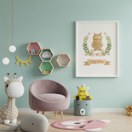 Schattigee Slaapuil Kindercrèche Wall Art Decor Poster