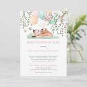 Schattigee slaapvossenballonnen Baby shower per po Kaart (Staand voorkant)