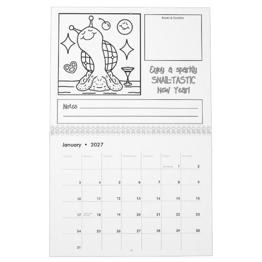 Schattigee slak 2026 Medium Kleuren Kalender (Jan 2027)