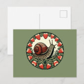 Schattigee slak Aardbei Fruit Slakken Art Slak Mai Feestdagenkaart (Voorkant / Achterkant)