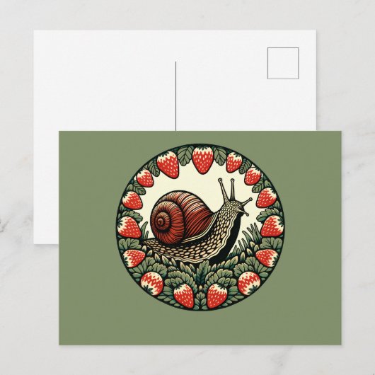 Schattigee slak Aardbei Fruit Slakken Art Slak Mai Feestdagenkaart (Voorkant / Achterkant)