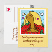 Schattigee slak aardbeien en zomerzon glimlacht briefkaart (Voorkant / Achterkant)