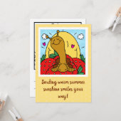 Schattigee slak aardbeien en zomerzon glimlacht kaart (Voorkant / Achterkant in situ)