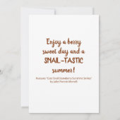 Schattigee slak aardbeien en zomerzon glimlacht kaart (Achterkant)