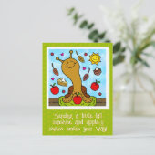 Schattigee slak Apple-y Sweet Smiles Herfst Briefkaart (Staand voorkant)