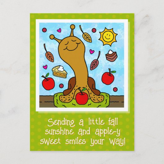 Schattigee slak Apple-y Sweet Smiles Herfst Briefkaart (Voorkant)