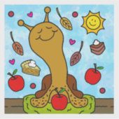 Schattigee slak Apple-y Sweet Smiles Herfst Vinyl Sticker (Voorkant)