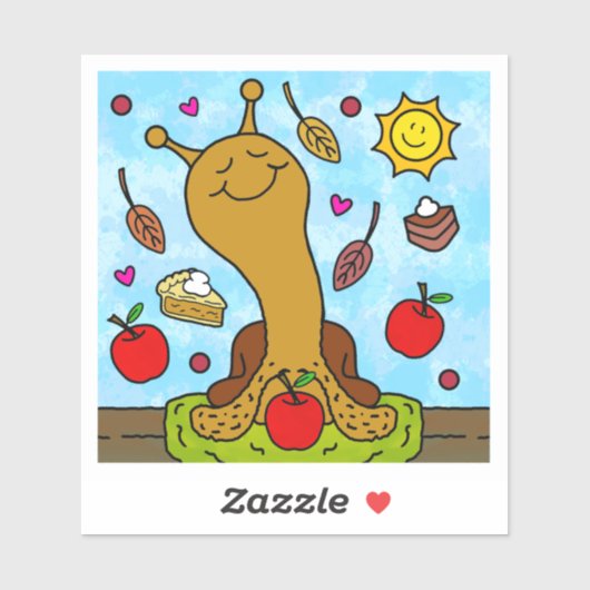 Schattigee slak Apple-y Sweet Smiles Herfst Vinyl Sticker (Vel)