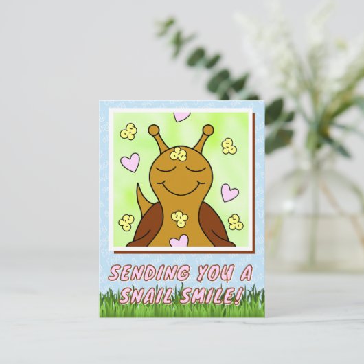Schattigee slak die lacht | briefkaart (Staand voorkant)