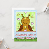 Schattigee slak die lacht | groet kaart (Voorkant / Achterkant in situ)