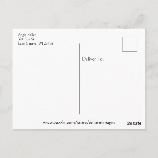 Schattigee slak en paddenstoelen | Kleur mij Briefkaart (Achterkant)