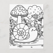 Schattigee slak en paddenstoelen | Kleur mij Briefkaart (Voorkant)