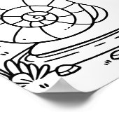 Schattigee slak en paddenstoelen | Kleur mij Poster (Hoek)