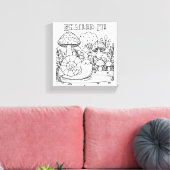 Schattigee slak en paddenstoelen | Kleur mij | Sna Canvas Afdruk (Insitu (Woonkamer))