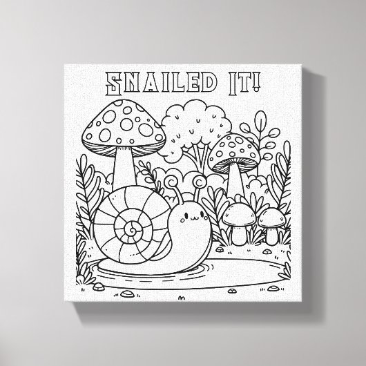 Schattigee slak en paddenstoelen | Kleur mij | Sna Canvas Afdruk (Voorkant)