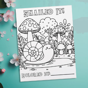 Schattigee slak en paddenstoelen   Pagina Kleur mi Flyer