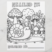 Schattigee slak en paddenstoelen | Pagina Kleur mi Flyer (Voorkant)