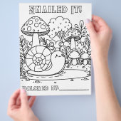 Schattigee slak en paddenstoelen | Pagina Kleur mi Flyer (Hand)