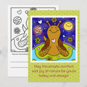 Schattigee slak geniet van kleuren op Earth Day Feestdagenkaart (Voorkant / Achterkant)