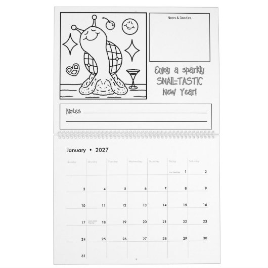 Schattigee Slak Grote 2026 Kleuren Kalender (Jan 2027)