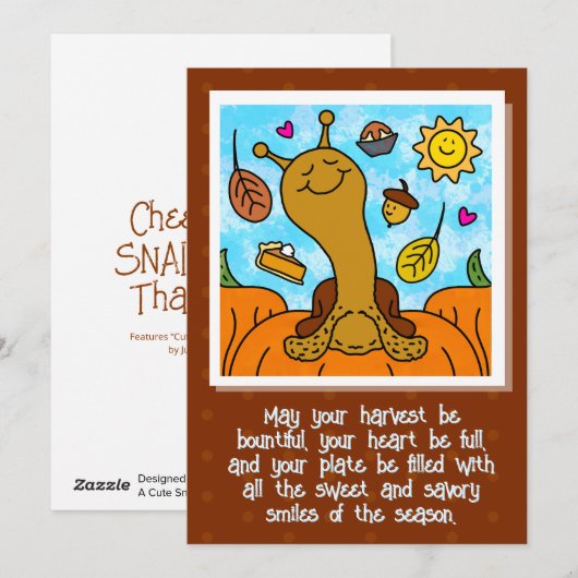 Schattigee slak Happy Thanksgiving Feestdagenkaart (Voorkant / Achterkant)