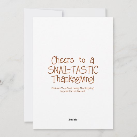 Schattigee slak Happy Thanksgiving Feestdagenkaart (Achterkant)