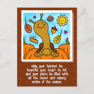 Schattigee slak Happy Thanksgiving Holiday Briefka Feestdagenkaart