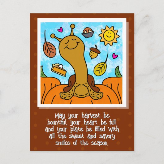 Schattigee slak Happy Thanksgiving Holiday Briefka Feestdagenkaart (Voorkant)