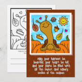 Schattigee slak Happy Thanksgiving Kleuren Feestdagenkaart (Voorkant / Achterkant)