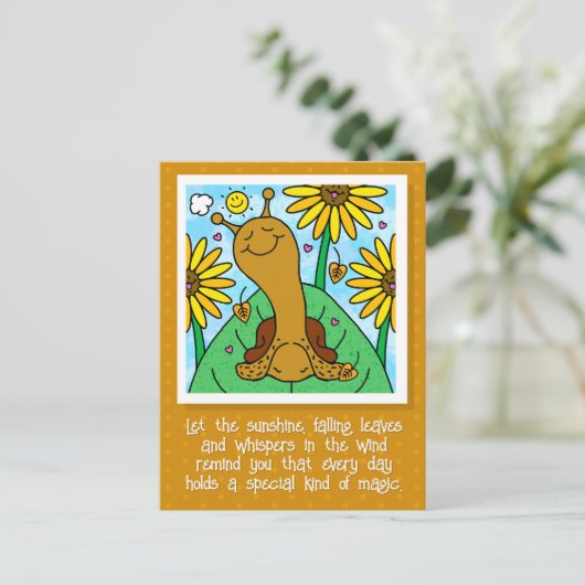 Schattigee slak Herfst zonnebloem tuin denken aan  Briefkaart (Staand voorkant)