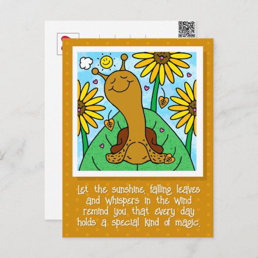 Schattigee slak Herfst zonnebloem tuin denken aan  Briefkaart (Voorkant / Achterkant)
