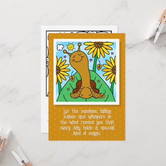 Schattigee Slak Herfst Zonnebloem Tuin Kleuren Kaart (Voorkant / Achterkant in situ)