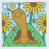 Schattigee Slak Herfst Zonnebloem Tuin Vinyl Sticker (Voorkant)