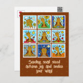 Schattigee slak herfstvreugde en glimlacht Herfst Briefkaart (Voorkant / Achterkant)