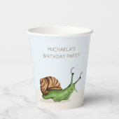 Schattigee slak Kinder gepersonaliseerde verjaarda Papieren Bekers (Achterkant)