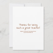 Schattigee slak leraar bedankt kaart (Achterkant)