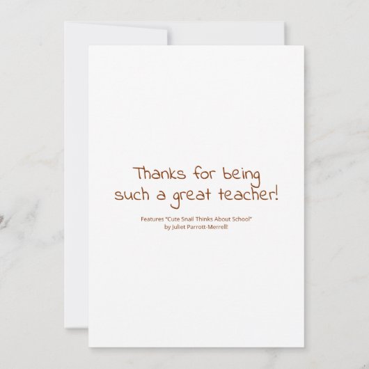 Schattigee slak leraar bedankt kaart (Achterkant)