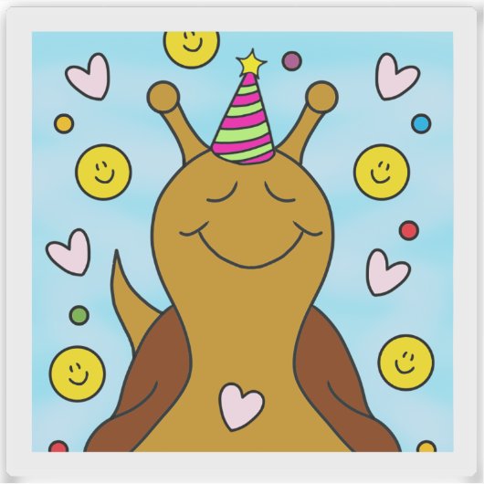 Schattigee slak lieve kleine verjaardag | vinyl sticker (Voorkant)