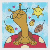 Schattigee slak met bril op champignon Herfst viny Sticker (Voorkant)